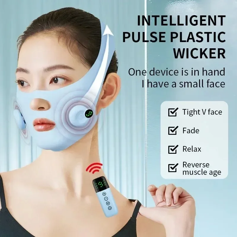 EMS Face Lifting Device V Line Lift Facial Massager Smart Pulse Technology for Face Slimming and Double Chin Removal At Home