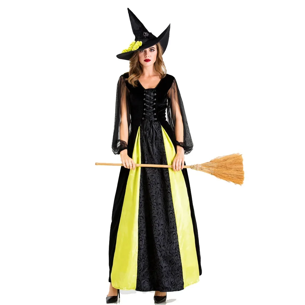 

Fantasy Witch Fancy Dress Up Party Dress Carnival Performance Clothing Halloween Costume Sorceress Costume Adult Cosplay XL 2XL