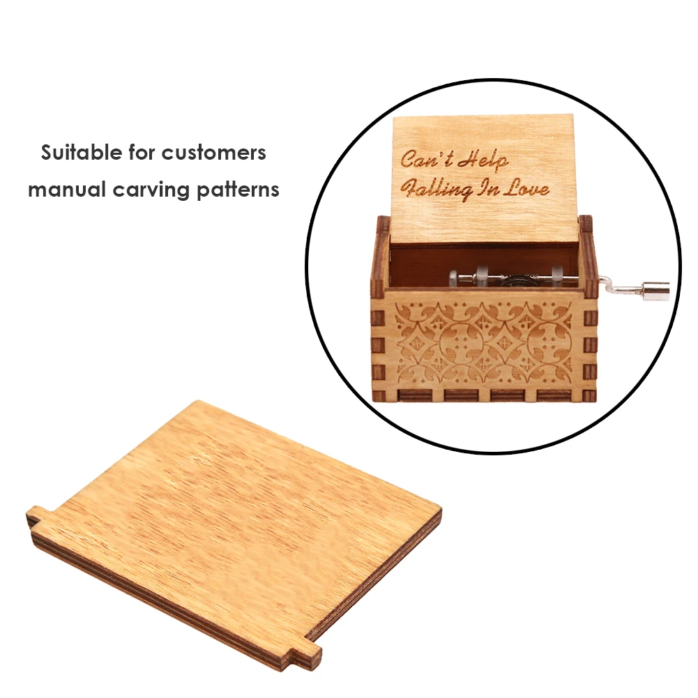 Child Kids Gift Mini Retro Wood Board Accessories 65x45mm Handheld Music Boxes Birch Plywood for Pattern Hand Cranked Music Box