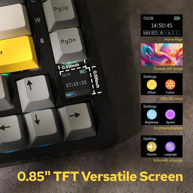 Ajazz AK820 Pro Gaming Mechanical Keyboard Bluetooth/ Wireless/Wired Customized Keyboard with TFT Color Screen Knob 136 Keycaps 2