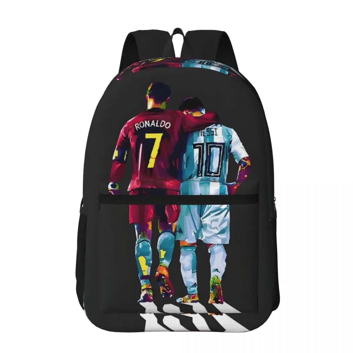 atinfor Soccer Players CR7 And Messi Printing Men Backpack Laptop Student Bookbag School Bag for Teenage Boys 17 inches 2