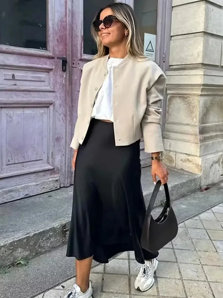 Willshela 2024 Black Satin Skirt Woman High Waist Elegant Long Skirts For Women Fashion Summer Midi Skirt Office Women’s Skirts Best Sellers In Women's Clothing