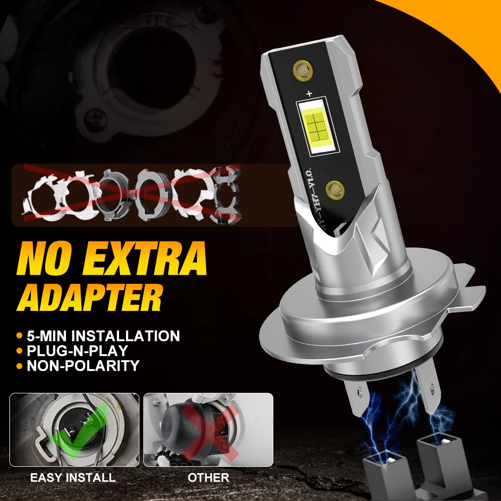 H7 LED Bulb Headlight Kit Mini Wireless 50W 20000LM 6500K CSP For Car Headlamp 12V White Auto Diode Lamps Fanless Led