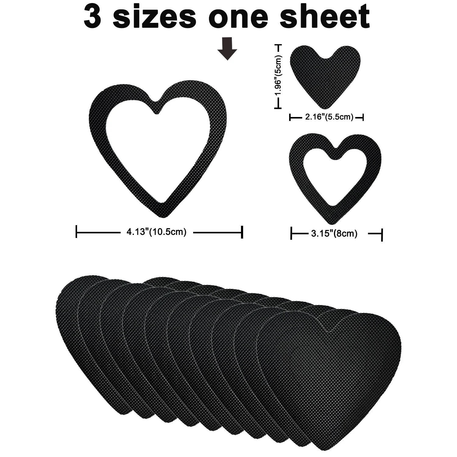 10 PCS Black Colour Heart Non Slip Bathtub Stickers