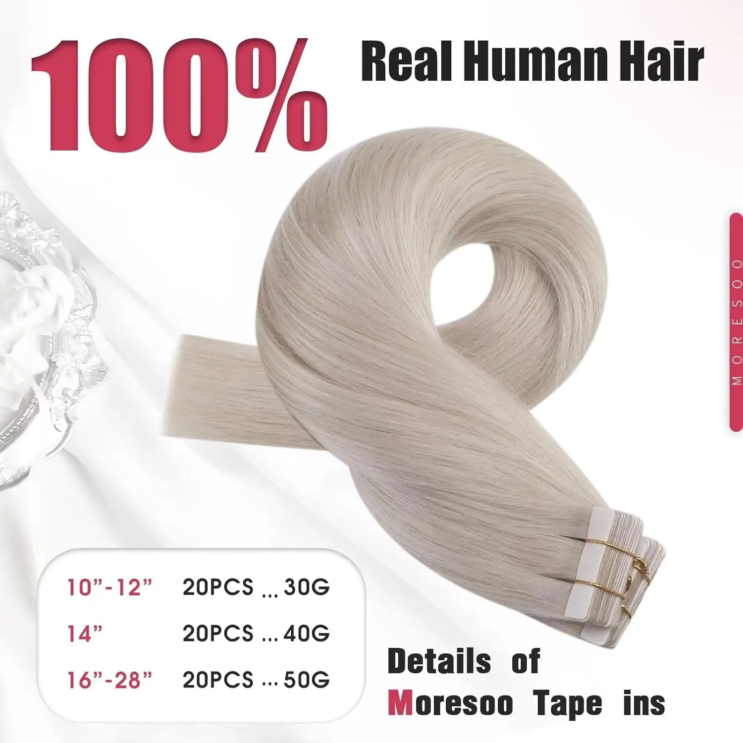 cabelo natural Moresoo fita na extensão do cabelo balayage ombre máquina remy real do cabelo humano para as mulheres invisível sem emenda da pele do plutônio trama reta pelo natural 100% humano cabelos naturais humano