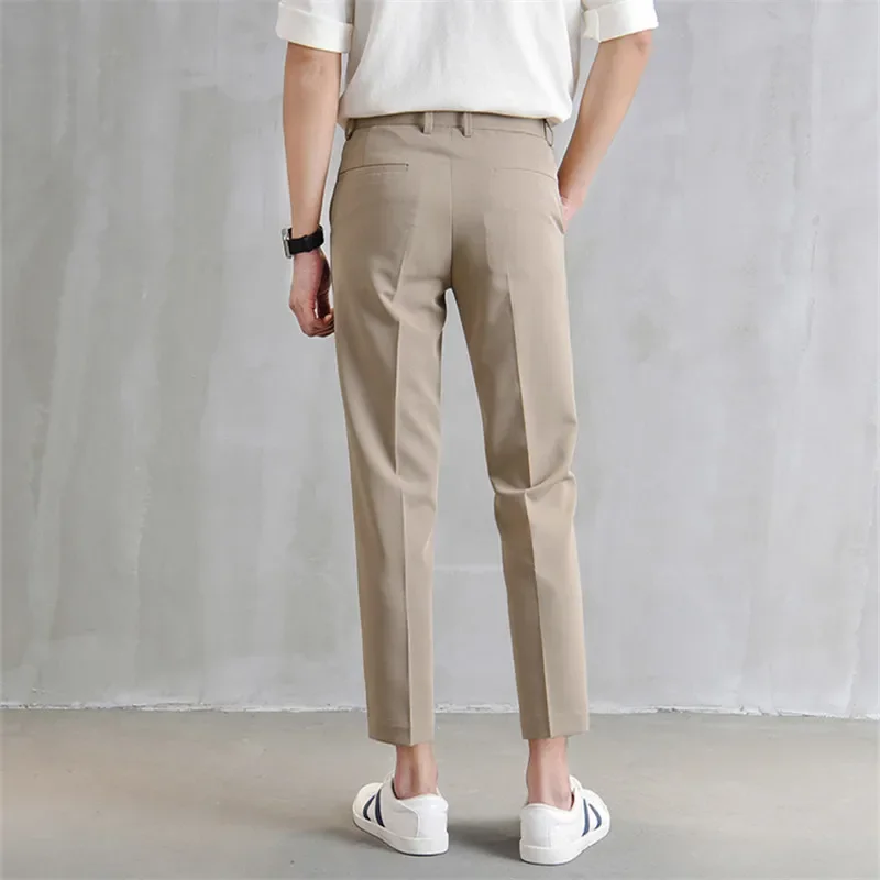 European Style Men's Cropped Pants Straight Legs Slimming Casual Korean Version Small Foot Pants Suit For Men 4