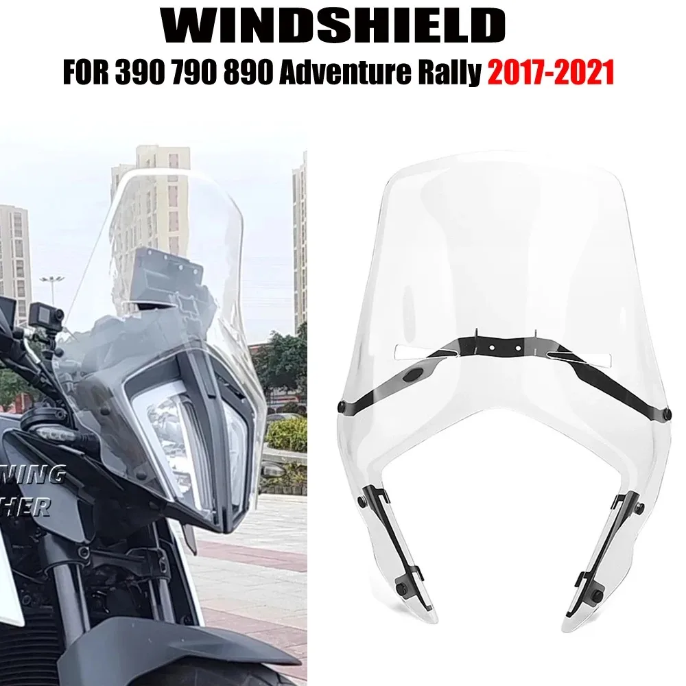 

For 390 790 890 ADV Adventure Rally 2017-2021 2020 2018 Motorcycle Double Bubble Acrylic Rally Windshield Windscreen Visor Viser