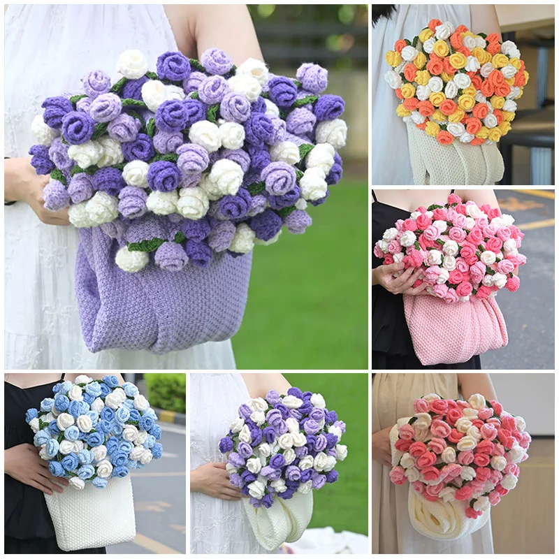 ผ้าห่มช่อดอกกุหลาบ ผ้าห่มทำมือ ผ้าห่มคลุมโซฟา ผ้าห่มช่อดอกไม้สำเร็จรูป ของขวัญสำหรับคู่รัก ของใช้ในบ้าน ผ้าห่มลายดอกกุหลาบ 1