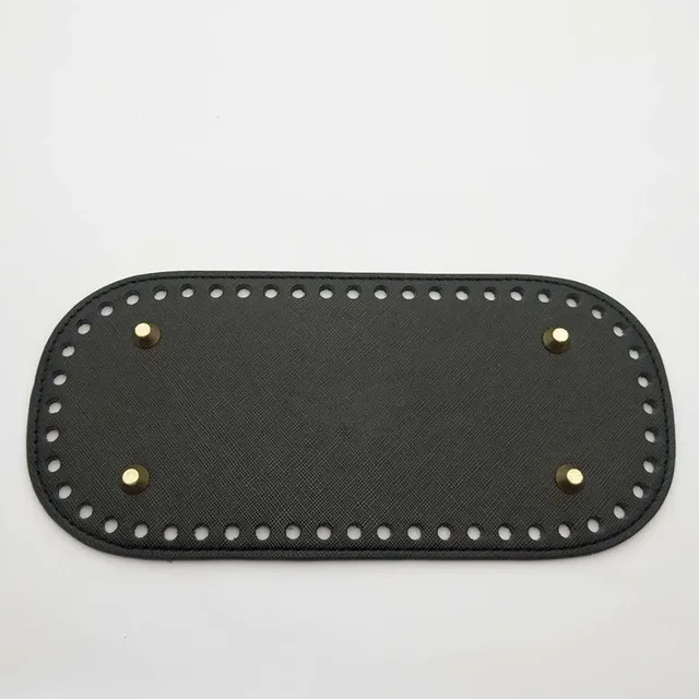 Long Bottom for Knitted Bags PU leather Bag Accessories Handmade Bottom DIY Crochet Bag Bottoms for Women Handbag black