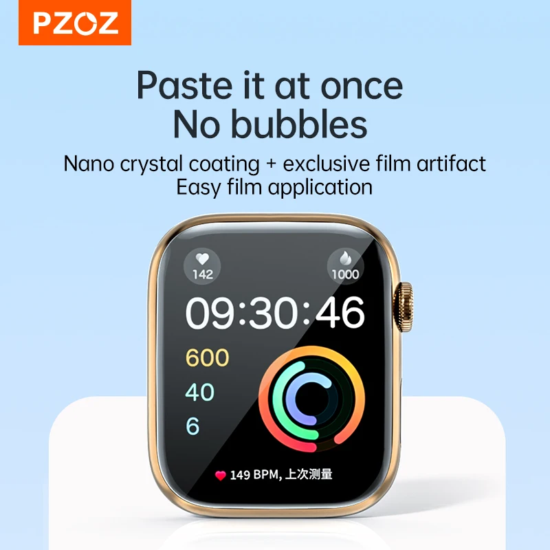 

PZOZ Full Screen Protector Glass For iWatch ultra 9 8 7 6 5 4SE Hydrogel Film For Apple Watch Tempered Film HD Curve Edge Glass