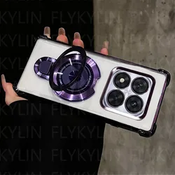 Magnetic Holder Stand Plating Silicone Clear Shockproof Phone Case for Mate 50 Pro (5)