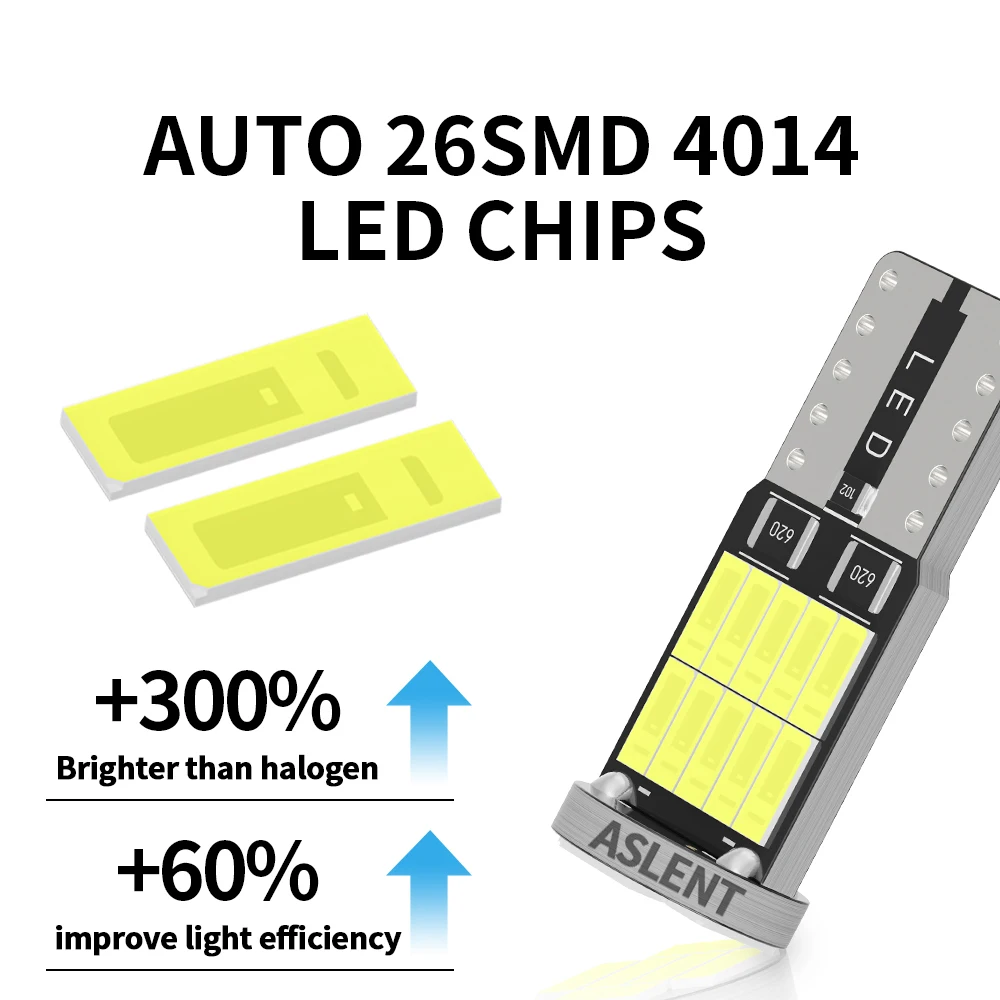 ASLENT 10x W5W T10 Led  Canbus 4014 26SMD 6000K 168 194 Led 5w5 ڵ ׸   ȣ  ȣ 