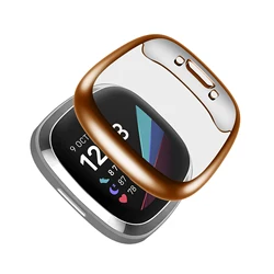 Premium Soft TPU Plated Bumper Protective Screen Protector Cover - Fitbit Versa 4 (Rose Gold)