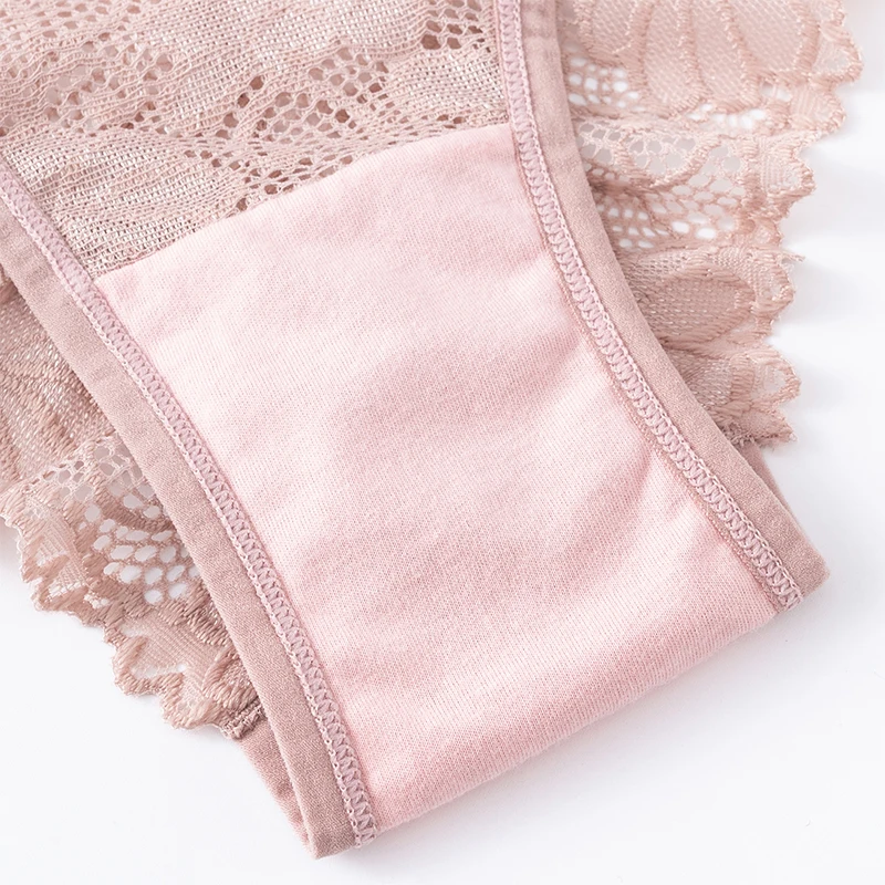 1 pz biancheria intima Sexy per le donne slip a vita bassa fiocco morbido pizzo traspirante trasparente mutandine femminili signore Intimates BANNIROU - immagine 4