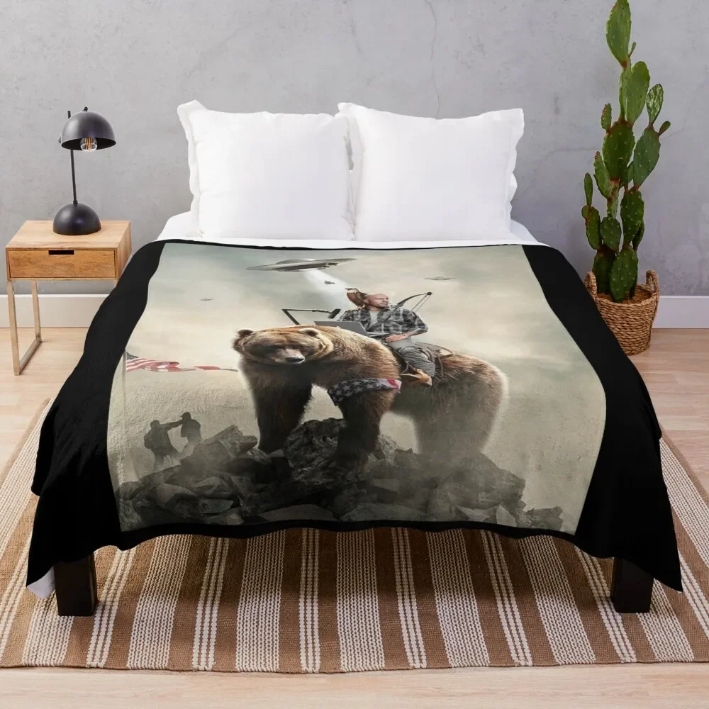 

Joe Rogan Riding A Bear (+ Aliens) Throw Blanket for babies Decorative Throw Thin Blankets