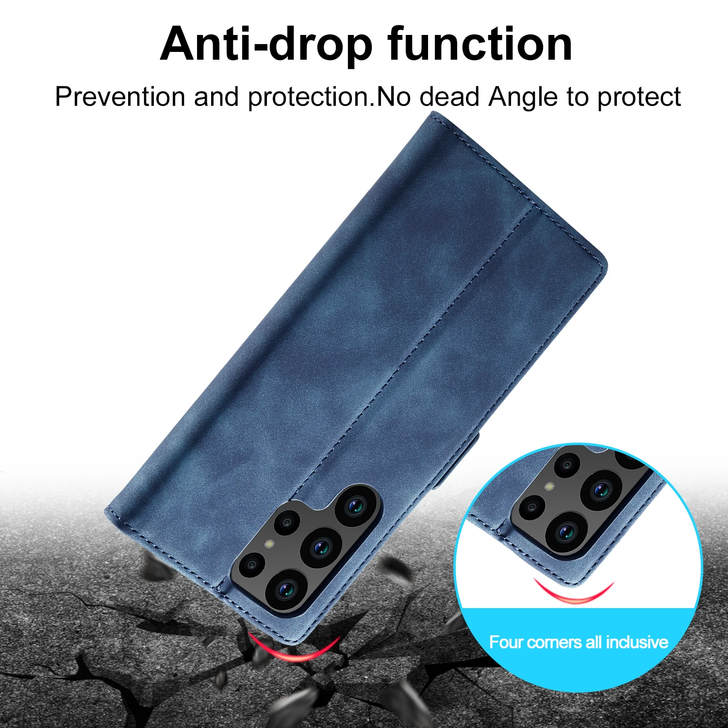 Leather Wallet Case with Magnetic Closure and Card Holder Slot, Shockproof Flip Cover