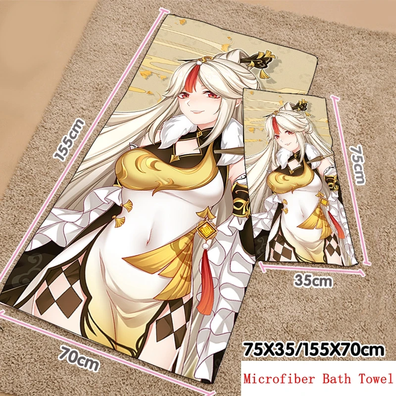 The New Game Genshin Impact Anime Peripheral KEQING KLEE  Two-Dimensional Microfiber Oversized Bath Towel the new game genshin impact god s eye clothes klee venti anime two dimensional cosplay mid length autumn windbreaker jacket