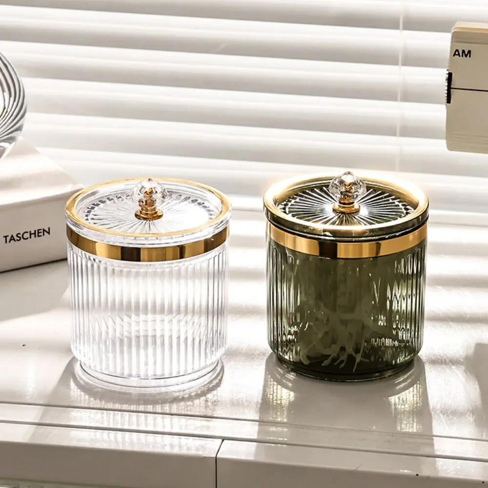 Multifunctional Makeup Swab Ball Holder Jar with Lid Transparent Makeup Tool Storage Canister Container for Countertop Vanity