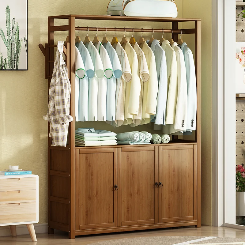 Modern mat Floor Standing  Wood Clothes Hanger Bedroom Home Use Living Room Inteated Clothes Storage Ra