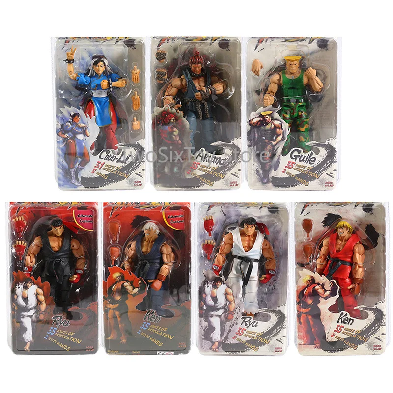 NECA Street Fighter wihte Ryu Ken Chun Li Gouki Guile PVC Action Figure Collectible Model Toy In Stock | Игрушки и хобби