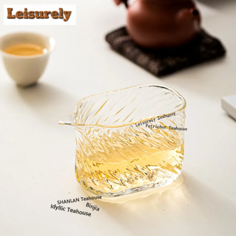 210ml Glacier Pattern Glass Square Round Tea Pitcher Pour Tea Cha Hai Dispenser Justice Cup Fair Mug For Tea Accessories Craft