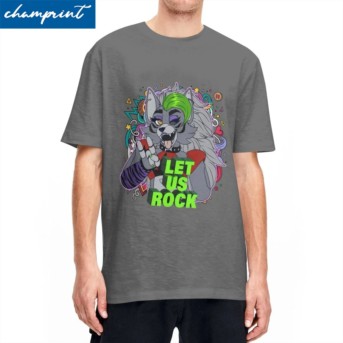 Divertente Roxanne Wolf T-Shirt Uomo Donna Fnaf Funny Pure Cotton Tees Girocollo Manica Corta Magliette Regalo Di Compleanno Top