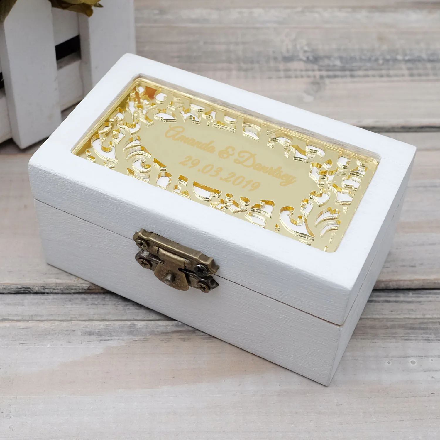 Custom Wedding Ring Box Personalized Wedding Ring Holder Engraved Wooden Ring Bearer Box Engagement Ring Box Proposal Ring Box