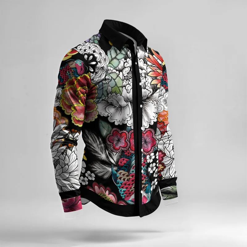 2025 Spring Summer Men Shirt Set Brand Print Fashion Printing Two Piece Set Mens Light Luxury Lightweight Party Long Sleeves_voghion.com