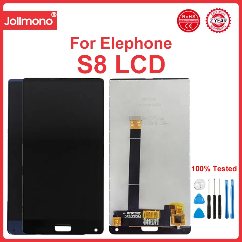 6.0 "Per Display Lcd Elephone S8 E Parti Di Riparazione Del Gruppo Touch Screen + Strumenti + Adesivo Per Telefono Cellulare Elephone S8