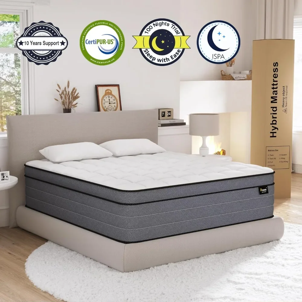 King Size Mattress, 14 Inch King Hybrid Mattress in A Box with Gel Memory Foam and Pocket Springs,Medium Firm Feel 6