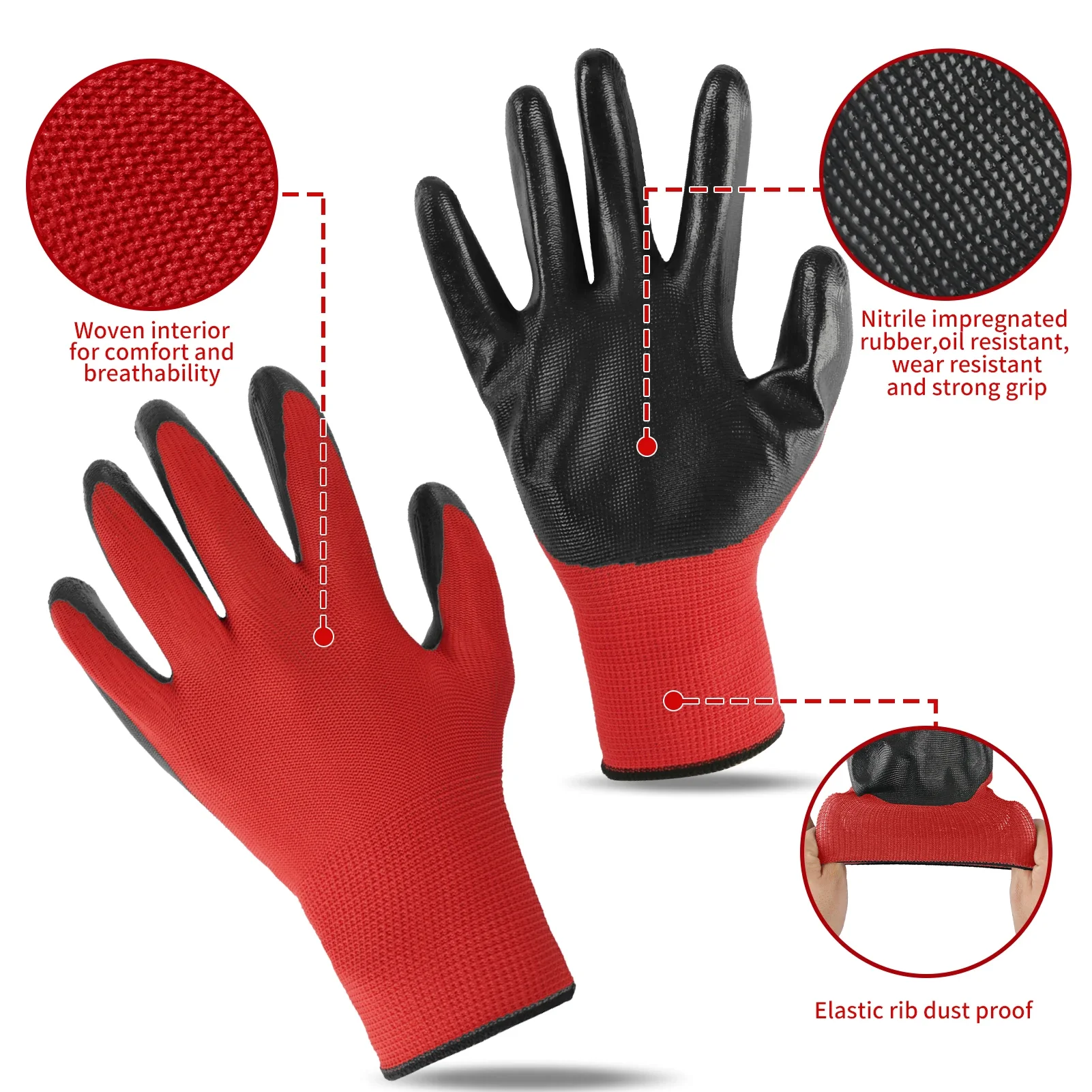 12 Pairs PU Work Gloves Set 2