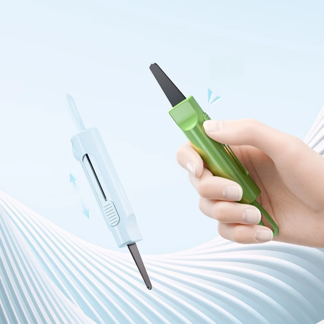 안전 라운드 헤드 박스 커터 2개입 휴대용 미니 커팅 도구 택배 개봉기 랜덤 색상 학생용 안전 유틸리티 나이프