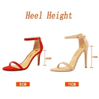 Women Gladiator Stiletto Classic Ankle Strap Holiday Beach Sandals Lady Fashion Suede 8cm 11cm High Heels Sexy Red Brown Sandles - Image 6