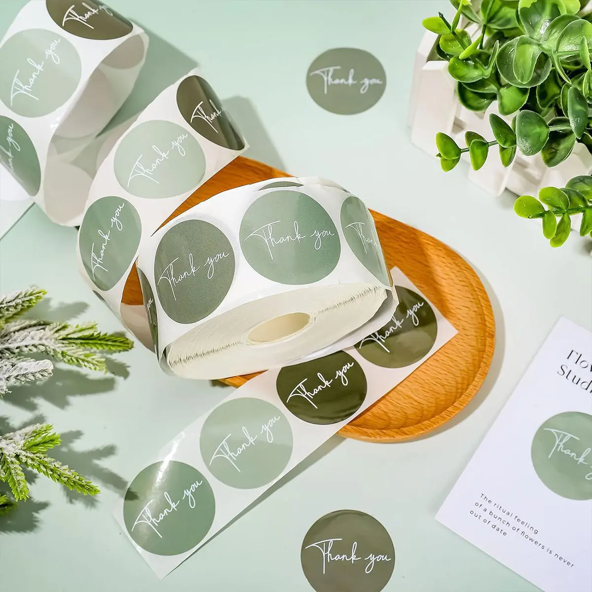500pcs/Roll Thank You Stickers Round Thank You Labels Party Sticker Spring Party Bag Labels Product Packaging Stickers