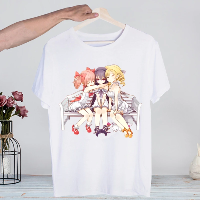 Retro Washed Madoka Magica Graphic Tee - Men’s Harajuku Streetwear