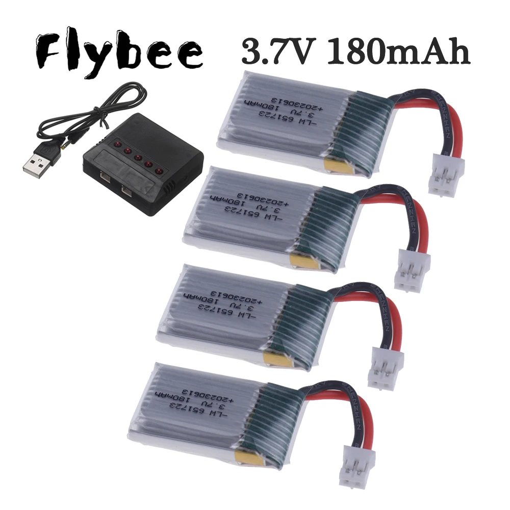 

3.7v 180mah Drone Battery with Charger For JJRC H36 E010 E010C E011 E013 F36 NH010 RC Quadcopter Battery Spare Parts 651723