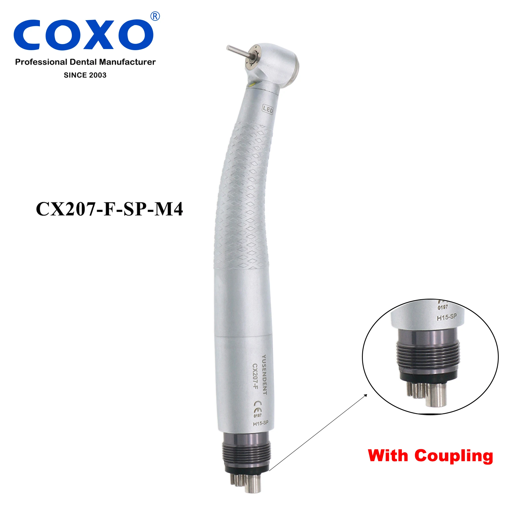 Coxo Dental Dental Led E Generator Self Power Manipolo Ad Alta Velocità Testa Standart 4 Fori Cx207-F-Sp Con M4/B2