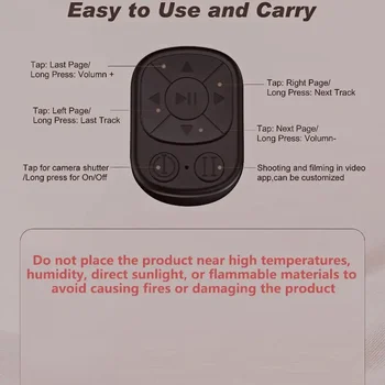 Multifunctional Ring Remote Control, Rechargeable Wireless Bluetooth Page Turner & Camera Shutter for Short Videos 3