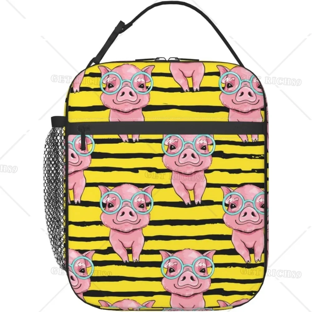 

Сумка для обеда в желтую полоску для мужчин и женщин, изолированный многоразовый холодильник для офиса, пикника, работы на открытом воздухе