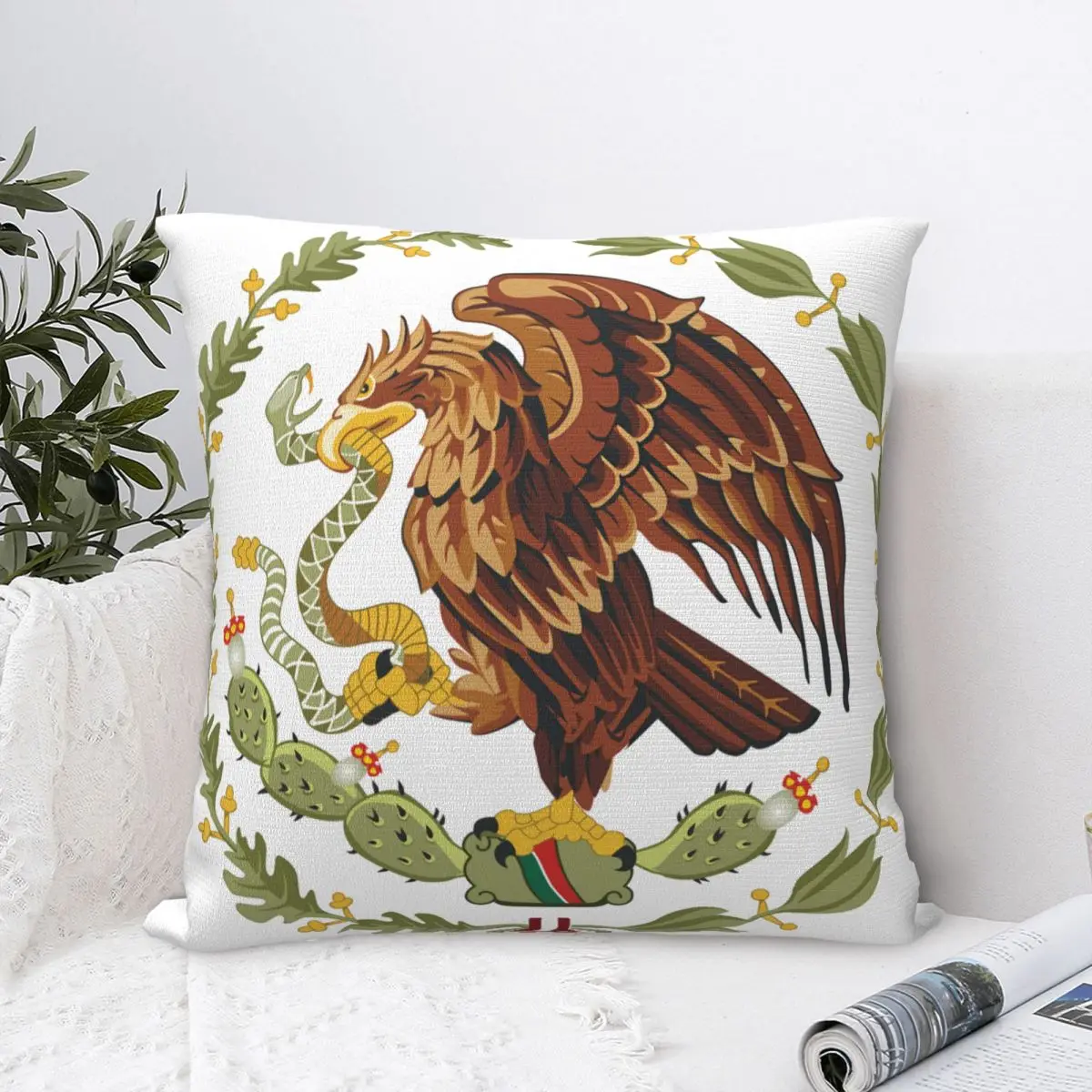 

Coat Of Arms Of Mexico Square Pillow Case for Sofa Throw Pillow