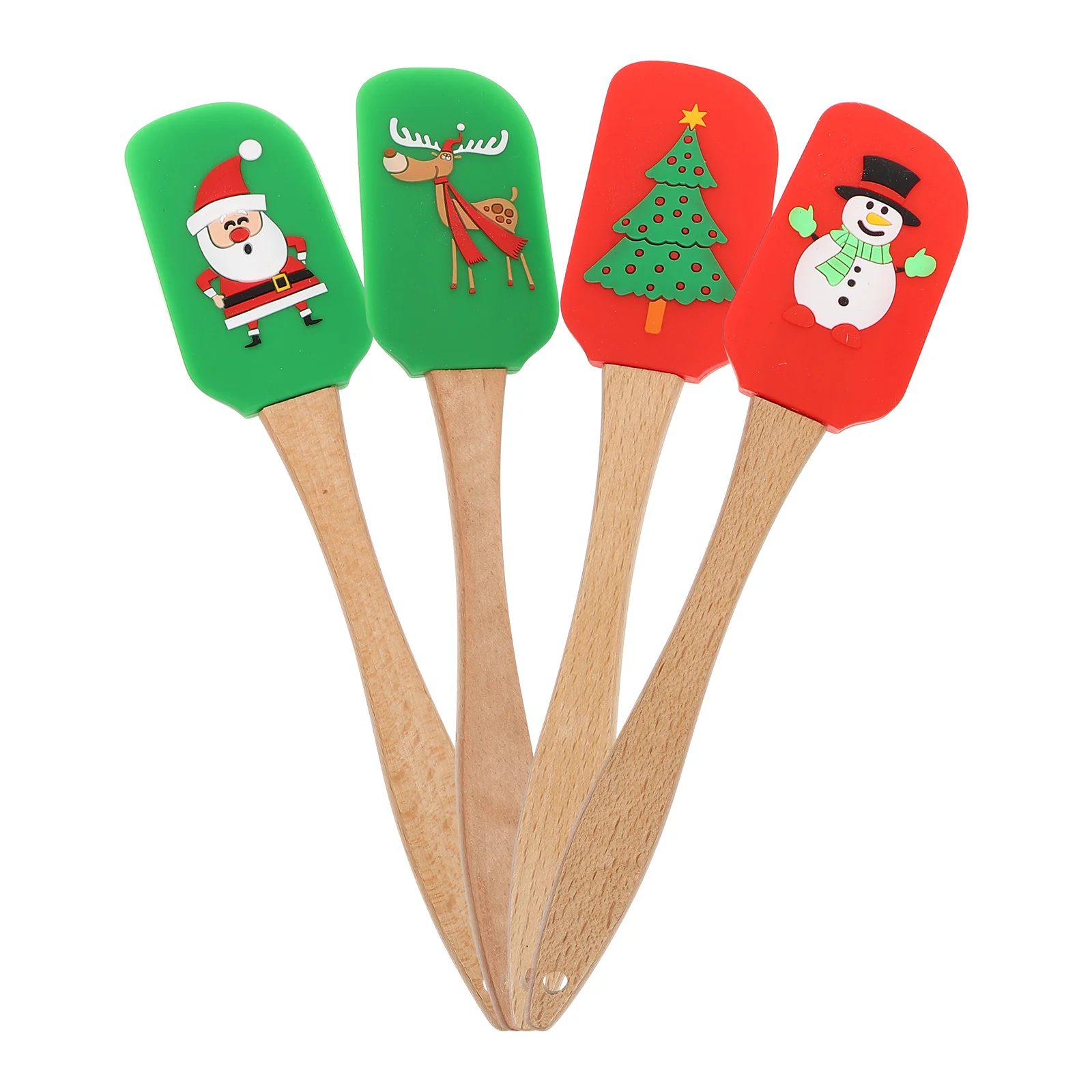 

Christmas Silicone Spatula Xmas Cake Spatula Wooden Handle Snowmen Santa Reindeer Tree Pancake Dish Scraper Cooking