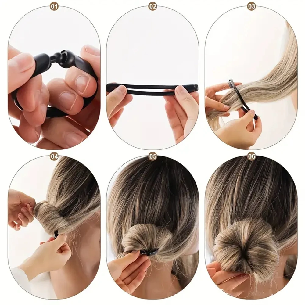 2 개/대 여성 Diy 헤어 스타일링 Updo 도넛 볼 헤드 롤빵 클립 도구 액세서리 블랙