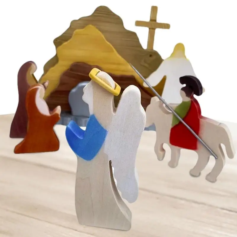 

Easter Scene Ornament Desktop Crafts Ornaments Wooden Jesus Tray Design For Creche Nativity Set Crafts Resurrection Home Decor