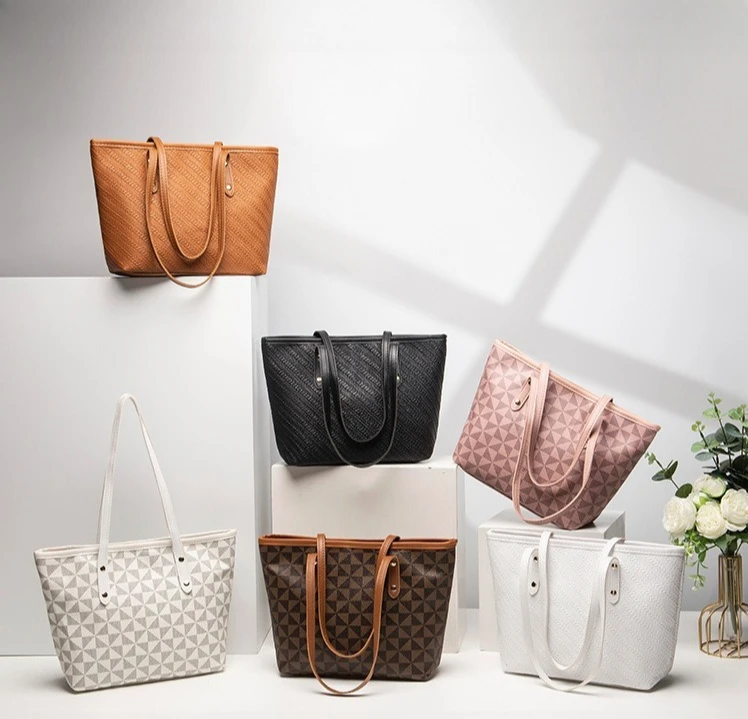 Trendige und vielseitige Handtasche mit großem Fassungsvermögen und dreieckig bedruckter Reißverschlusstasche, Retro-Mama-Tasche, stilvolle Handtasche – Detail 2