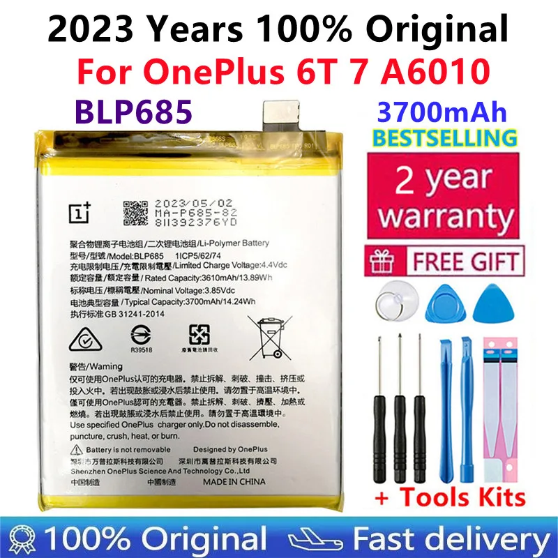 

Original Replacement Phone Battery For OnePlus 6T 7 A6010 BLP685 3700mAh High Quality Replacement Li-ion Batteries Free Tools