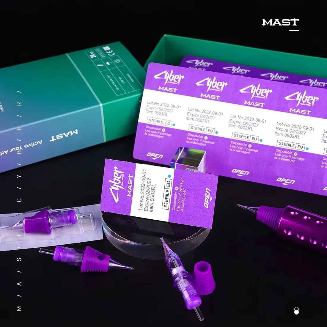 Mast Tattoo Cyber New Professional Needles RL Disposable Sterilized Safety Permanent Tattoo Makeup Machines Cartridge 20pcs/box 6