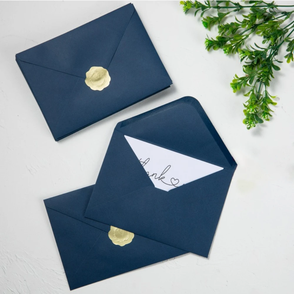 Envelope Gold Embossed Heart Sticker Wedding Invitation Set for Party Invitations Cards Postcards Gift 25pcs
