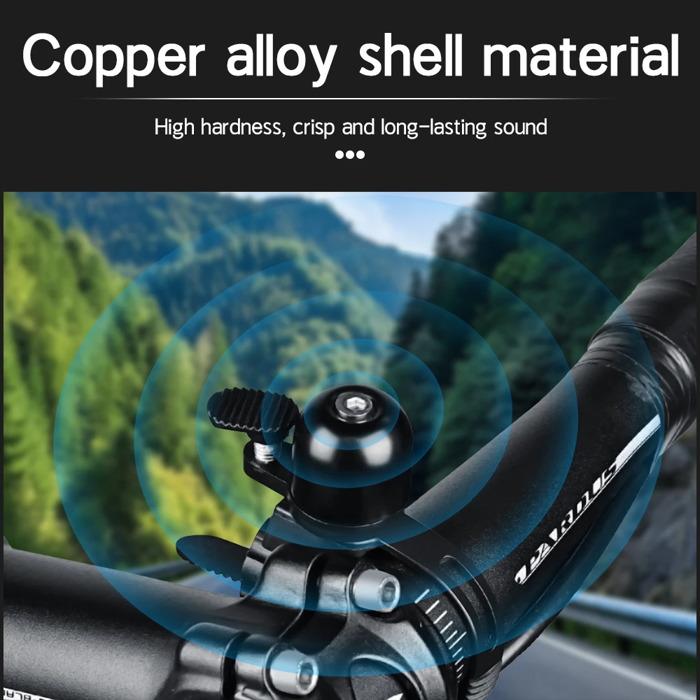 PHMAX Retro Alloy Bicycle Bell Mini Portable MTB Road Bike Cycling Safety Horn for 1.8-3.2cm handlebar Copper Black Safety Alarm