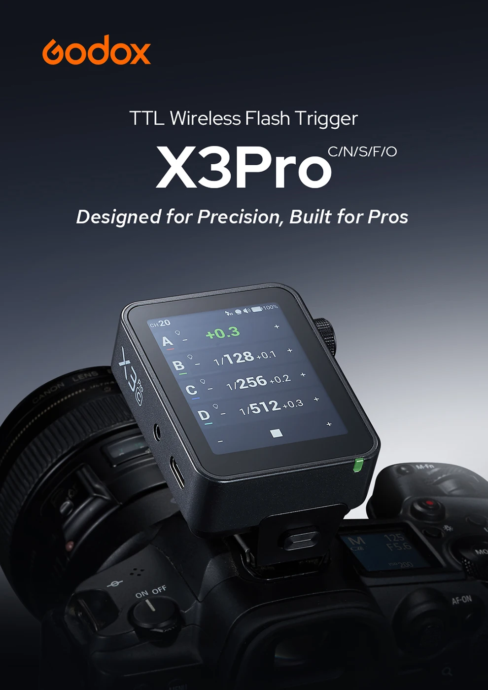 Godox X3PRO C/N/S/F/O 2.4G Wireless Flash Trigger with 2.4-inch OLED Touch Scree