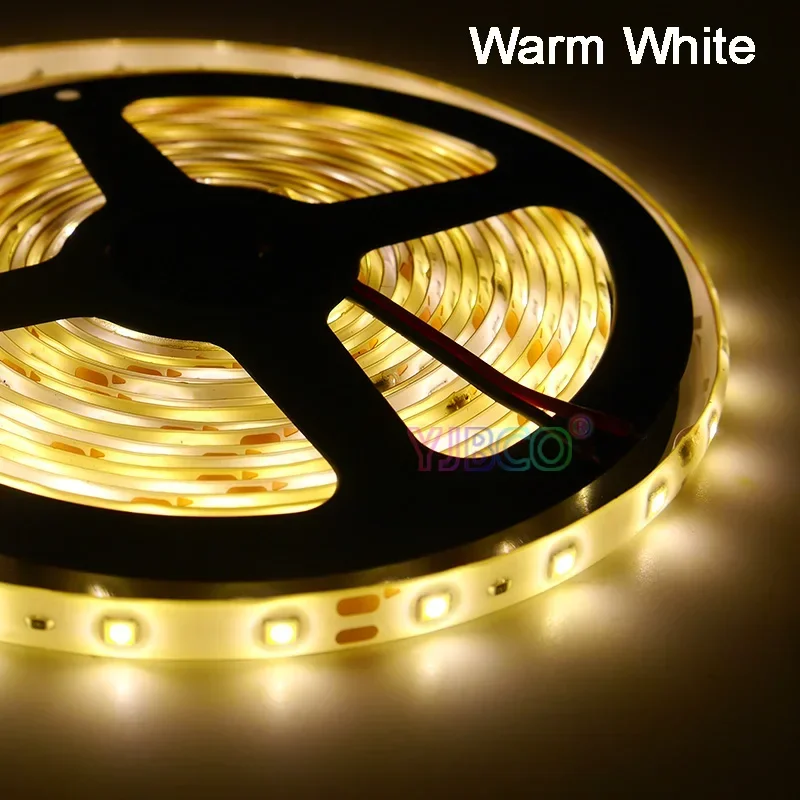 

High brightness 5m White/Warm White LED Strip 12V SMD 2835 60Leds/m IP20 Flexible single color Light tape 8mm White PCB